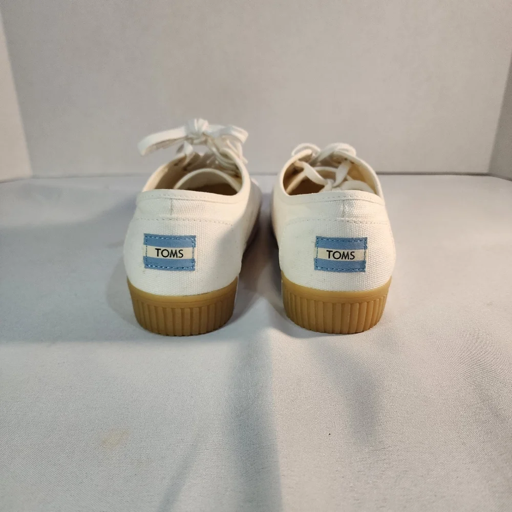 TOMS Women's White Cordones Indio Canvas Sneakers Size 7.5 - Picture 4 of 9